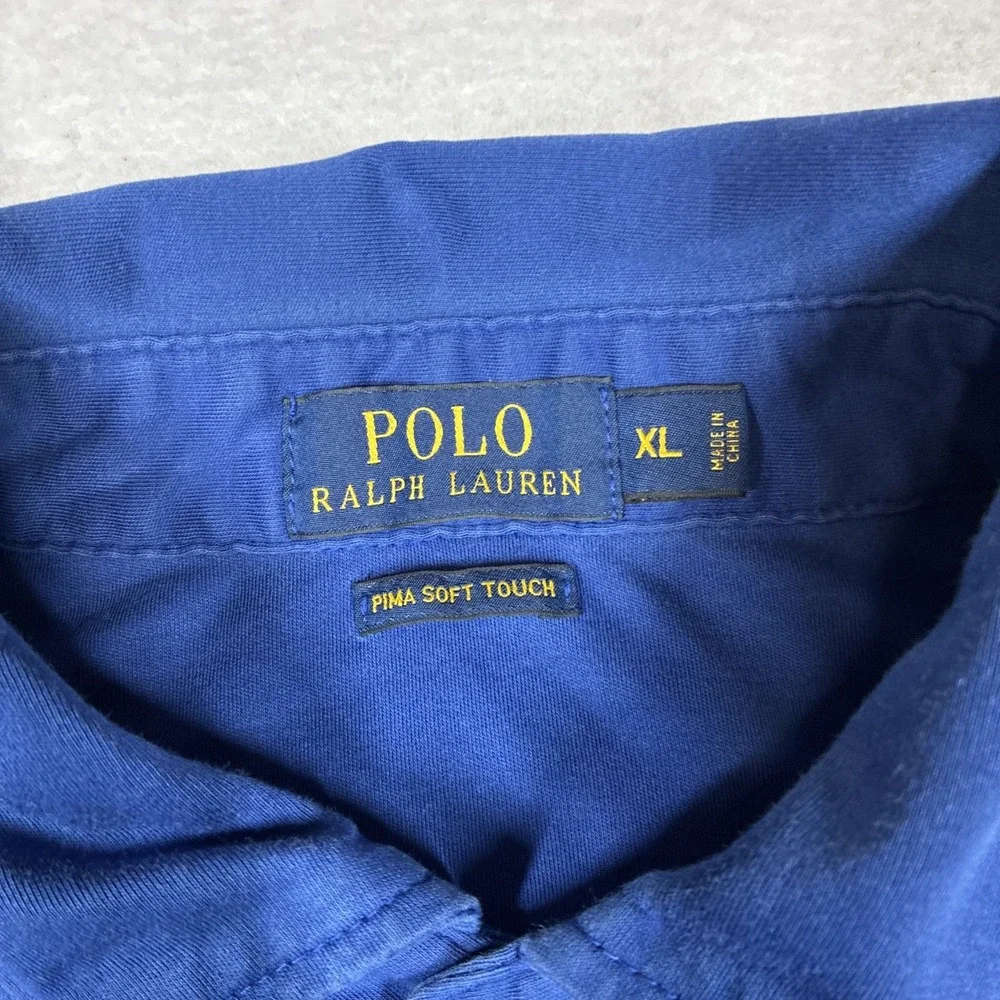 Polo Ralph Lauren Mens Pima Soft Touch Polo Shirt XL Blue Long Sleeve Flesh Pony